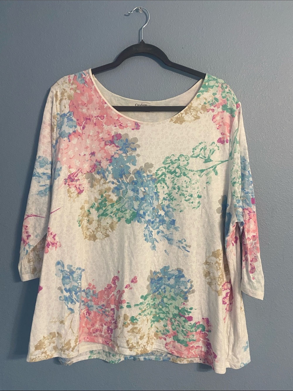croft & barrow Pastel Floral Scoop Neck Tunic - Pink, Blue, Green